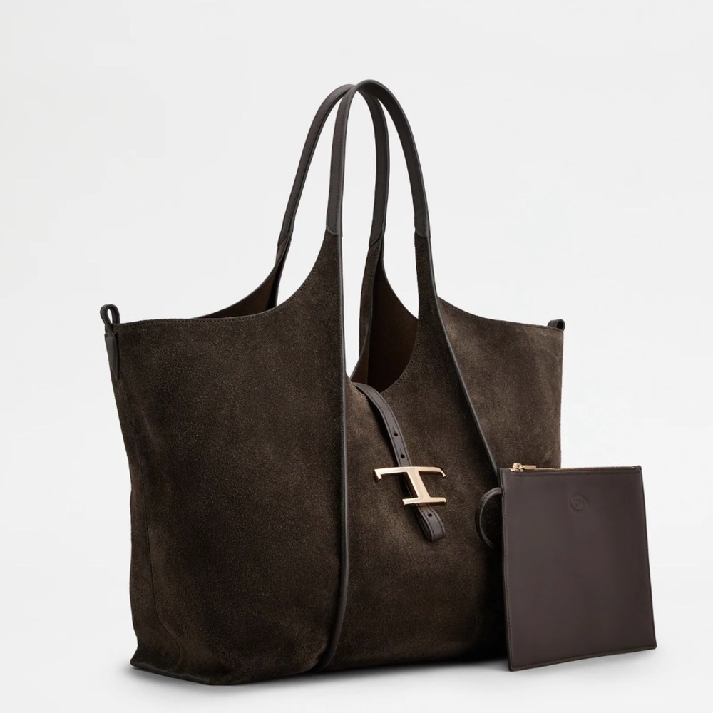 Brand New Tod’s Elegant Brown Suede Tote Bag